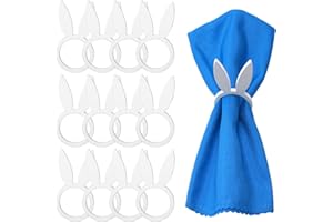 MWOOT 12 Pièces Rond de Serviette de Pâques, Oreilles de Lapin Anneau Serviette en Bois pour Pâques Mariage Dîner Fête Banquet Décoration Table, Porte Serviettes Lapin Mignon Accessoires Artisanat