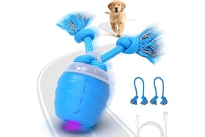 FUGODIWI Interactive Dog Toys – Dog Balls for Small and Large Dogs, dog toy for boredom, Active Rolling Ball with Tail for Dogs, Rechargeable moving dog ball for Puppies and Pets (Blue)