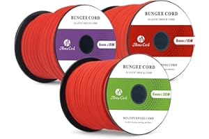 Abma Cord Corda Elastica 8mm 10M Corda di Gomma Cavo Elastico Marino per Teloni, Tende e Bagagli - Rosso