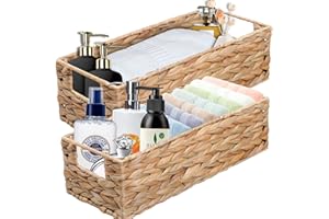 OUTBROS Cestas Almacenaje, Caja de Mimbre, Contenedores trenzada apilable, Cestos Organizadora Decorativo, para Cajones, Mesas, Cómodas, Cocinas, Salones, Jacinto de Agua