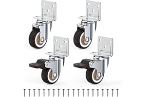 HOLKIE Juego de 4 Ruedas Para Muebles De 32 MM con Forma de L Ruedas Giratorias Carga hasta 45 KG Sin marcas Ideal ruote Para Mover Muebles para Mesas Pequeñas, Zapateros (con 2 Frenos)
