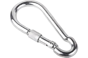 MARCOPOL (Pack of 8 pcs) Galvanised Steel Carabiner 4 x 40 mm DIN 5299D Spring Snap Key Chain Clip Hook Screw Gate Buckle with Screw Gate Lock (8)