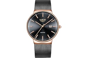 LIGE Montre Homme, Montres Bracelet Analogique Quartz, Acier Inoxydable étanche 3ATM, Fonction Calendrier, Cadeau Luxe pour Homme, Business Mode Casual Match