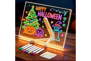 GENERIC LED Drawing Board for Children, 2026 New LED Note Board with Colors Doodle Glow Board, Light Up Drawing Board with 7 Markers Pen & Tripod, Kids Gift for Birthdays,Christmas,Halloween (11.8x7.9in)