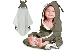 Miracle Baby Asciugamano con Cappuccio per Neonato 100% Cotone Asciugamano da Bagno per Bambini Morbido e Assorbente Asciugamani Bagnetto con Orecchie Carine per Ragazzi Ragazze (Verde, 85 * 85cm)