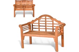 KOMFOTTEU Banc de Jardin 2 Places, Design Pliable, Banquette de Parc en Bois d'Acacia, Charge Maximum de 360 kg, Banc d’Extérieur, idéal pour Balcon, Terrasse, 123 x 54 x 96 cm, Naturel