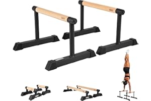 Gravity Fitness Parallettes Bars with Hybrid Wooden Handles, Stable for Calisthenics, Gymnastics, Strength Training, Portable & Lightweight for Home or Commercial Gym