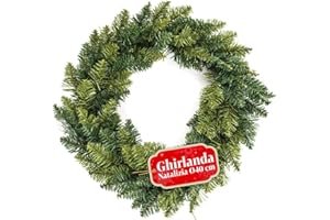 Avilia - Ghirlanda Natalizia Verde Ø40 cm con Rami Densi e Realistici per Decorazioni di Natale Versatili da Parete o Porta, Ideale come Base per Addobbi e Lucine Riutilizzabile e Senza Odore