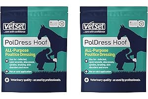Horse Hoof Poultice 15 × 14 cm (2 Pack) | Twin Pack Veterinary Hoof & Wound Dressings for Horses | Hot, Cold or Dry Use | Treats Abscess, Swelling & Infection | PolDress by VetSet