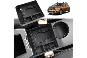 ‎GAFAT GAFAT Dacia Sandero 3 Stepway 3/Dacia Jogger 2021-2025 2026 Mittelkonsole Aufbewahrungsbox, Multifunktionale Becherhalter Organizer mit Silikon-Münzbox und Gummimatten[Nicht für Handbremse]