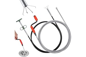 TPTGIAR Rohrreinigungsspirale, 5m X 6mm Abflussreiniger Spirale, Universal Spirale Abfluss Rohrreinigung mit Abflussrohr-fremdkörperklemme für Toilette Waschbecken und Badewannenabflüsse