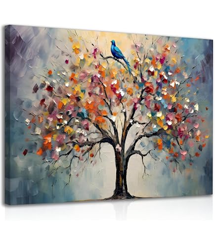Leinwand Wandbild 'Blühende Blume In Vase' - 30x40 Cm, Gerahmt, Retro Blau-grau