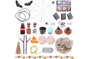 TOPJOWGA 28 Pezzi Halloween Miniatura Dollhouse Accessori, Miniatura Casa Delle Bambole, Pipistrello Ragno Zucca Miniatura Halloween Decorazioni, Accessori Casa Bambole Miniatura