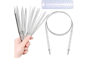 Wendergo Stainless Steel Circular Knitting Needles - 8 Piece Set, 2 mm to 8 mm, Yarn Needles for Weaving Projects