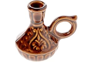 Danilovo Świecznik w Kształcie Dzbanka, Ceramiczny do Cienkich Świec, Uchwyt na Świece Prawosławne, Idealny do Średnicy 1,1 cm (Brązowy)