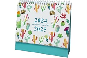 VALICAER 2024-2025 Desk Calendar, 18 Months Calendar from January 2024 to June 2025, Standing Flip Desktop Calendar with To Do Lists Monthly Desktop Calendar with Twin Wire Binding 20.3 x 18.5cm
