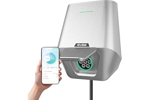Teskee Wallbox tipo 2, monofase, 7,4 kW, con app Home EV, stazione di ricarica per tutti i veicoli elettrici e auto ibride plug-in in esterni e interni, corrente regolabile 6A-32A, cavo da 1 m
