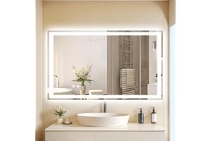 ‎CLEVICH Clevich Badspiegel mit Beleuchtung 100×60 cm, LED Spiegel mit 3 Lichtfarben Dimmbar, Gehärtetes Glas Explosionsschutz, Touch-Schalter, Memory-Funktion, Beschlagfrei, Badezimmerspiege mit Licht