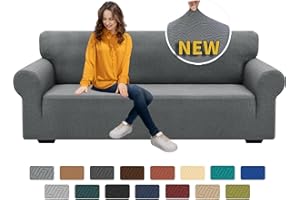 XINEAGE Funda de Sofá 3 Plazas, Fundas Sofa Elasticas para Salón, Fundas de Sofa Ajustables, Funda de Sofá Jacquard para Perros/Mascotas, Protector Sofa Antideslizante (3 Plazas, Gris Claro)