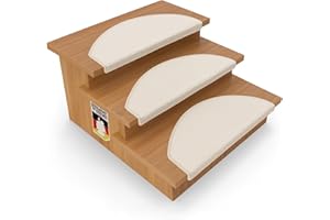 casa pura 1x Treppenstufen Matten, Stufenmatte innen für Treppe, Dynasty Velours Treppenteppich selbstklebend, Teppich für Treppenstufen (halbrund, Creme)