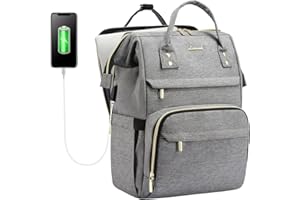 LOVEVOOK Laptop Backpack Women, Large Work Womens Backpacks, 15.6 Inch Rucksack Bag for Travel Business Uni, Lightweight Ladies Back Pack with USB Port & Anti-Theft Pocket, Grey