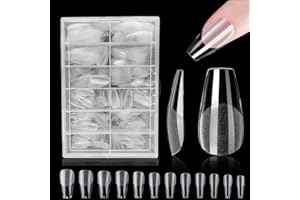 ZAHRVIA 420 Piezas Medium Bailarina Uñas Falsas, Uñas Artificiales de Ataúd Largo Uñas Acrílicas Para Calcomanía de Uñas Puntas Cubierta Completa, 12 Tamaño (Short Ballerina)