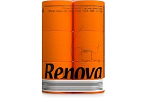Renova Papier Hygiénique Black Label Orange, 3 plis, coloré et technologie double face, 6 rouleaux
