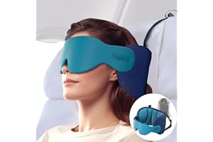 Inspireyes Poduszka podróżna do samolotów, samoloty, poduszka z maską na oczy do spania, niezbędne akcesoria do lotu, wsparcie głowy, miękka poduszka, poduszka podróżna, niebieska jezioro