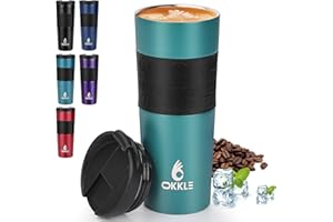 OKKLE Travel Mugs for Hot Drinks 600ml, Insulated Coffee Mug with Leakproof Lid BPA-Free Coffee Travel Mug, Vacuum Insulation Stainless Steel Cup for Hot and Cold Coffee and Tea