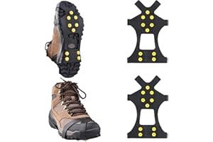 JLTXKST Crampons Antidérapant Taille L,Crampons pour Chaussures Antidérapant,Crampons Universelles en Acier Inoxydable,Crampon Chaussures Neige,pour Hiver Randonnée Pêche Marche