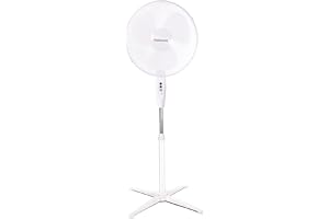 nuovva 16 Inch Oscillating Cooling Pedestal Fan with Folding Base and Adjustable Height and Tilt 3-Speed White (16 Standing F