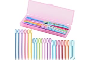 DEUDY 40 Stück Kunststoff-Nähnadeln mit Großem Öhr, Garn-Nähnadel, Kunststoff-Nähnadeln mit Gebogenen Gobelin-Nadeln, Aufbewahrungsbox, Kunststoffnadeln für DIY-Nähen Handgefertigtes Kunsthandwerk