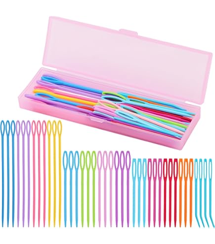 50 Stück Bunte Kunststoff-Nähnadeln Mit Großer Öse – 9 Cm Lang, Inkl. Aufbewahrungsbox