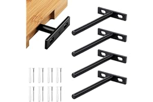 YEYIT 4 sztuki wiszących uchwytów do regału, 15 cm, niewidoczne, pływające wsporniki regałowe, uchwyt ścienny do montażu na ścianie, ukryte półki ścienne – drewniane regały