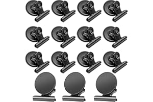 ELEGANCE-GO Imanes para pizarra magnética, 15 unidades de clips magnéticos para frigorífico, pinzas magnéticas de metal para nevera, color plateado, para pizarras blancas, frigoríficos, oficinas, aulas, fotos