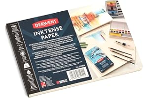 Derwent Inktense - Bloc de Papier (178 x 254 mm), 20 Feuilles de Papier Blanc, Papier Aquarelle Texturé Pressé à Froid, Idéal pour Superposer les Couleurs Inktense, Qualité Professionnelle (2305834)