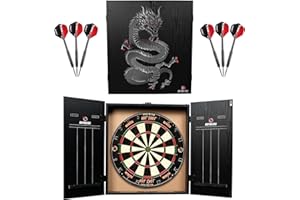 Ruthless Home Darts Centre | Centro completo de tablero de dardos para el hogar, incluye gabinete, diana y 2 juegos de dardos
