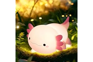 Almaxi Luz Nocturna Infantil, Axolotl Luz Nocturna, Lampara Bebe Noche Silicona, Luz Bebe Nocturna Tactil Recargable, Axolotl Luz Quitamiedos Infantil Kawaii Room Decor, Regalos Para Niñas Niños