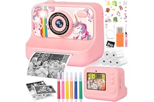 ZZXLOPEZ Appareil Photo Instantané Enfant, 1080P Appareil Photo Numérique Enfant avec Carte de 32GB, Papier d'impression, 2.4 Pouces Appareil Photo Enfants, Cadeau pour Filles Garçons de 3-12 Ans