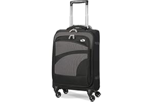 Aerolite Lightweight 55cm 4 Wheel Travel Carry On Hand Cabin Luggage Suitcase Approved for easyJet British Airways Ryanair and More, Black Grey