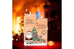 ZZQVIP Candelabro de Madera, Portavelas Christmas de Madera Personalizado, Regalo Original Navidad para Abuelos, Padres, Marido y Mujer, Amantes, Hijos, Amigos, Compañeros (corazón)