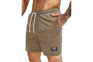 HMIYA Corduroy Shorts Herren Kurze Hosen Sommer Bermuda Freizeitshorts Baumwolle Elastische Taille mit Taschen