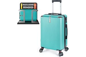 Artebeads Maleta de Cabina 55x35x23 cm, Maleta de Mano Rígida PP con Ruedas 360° Desmontables, Gancho Lateral Práctico y Cierre de Combinación, Ligera y Resistente, Azul Lago