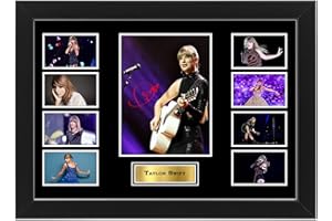 GENERIC Autographed Poster Print Collage Of Taylor Swift - Signed Fan Gift - Collectors Merchandise For The TS Music Fan (Framed, A4 (30x20cm))