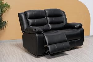 SOFAHEAVEN Roma Recliner Black Bonded Leather 3+2+1 Seater sofa set - 3 Seater Suite For Living Room - two Seaters Couches & Settee (2 Seater)