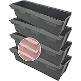 Pilix Paletten Blumenkasten Europalette 4er mit patentiertem Stecksystem | 37 cm 4 Stück Anthrazit | Pflanzkasten Europalette