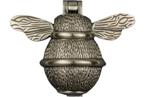 BRASS BEE Pewter Bee Door Knocker for front door | Polished Solid Brass Pewter Knockers with Strike Plate | UPVC | Bumblebee Front Door Furniture with a Unique Design (Pewter)