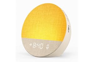 Dreamegg Sunrise 1 dagsljusväckarklocka soluppgång vit bullermaskin 29 lugnande ljud, soluppgång larm klocka anpassningsbara