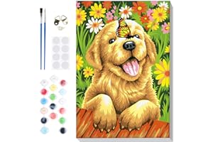 Lxmsja Peinture Numero Enfant Adulte avec Cadre, Chien Peinture par Numero Adulte, Numéro d'art avec Pinceaux, Loisirs Créatifs Adultes, Activité Manuelle Adulte, 20x30cm