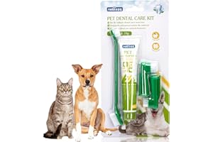 Nobleza Dog Toothbrush and Enzymatic Toothpaste Kit with 2 x Finger Toothbrush for Clean Pet Teeth, Eliminate Bad Breath, Remove Plaque and Tartar, Improve Gums Health and Pet Oral Hygiene Care